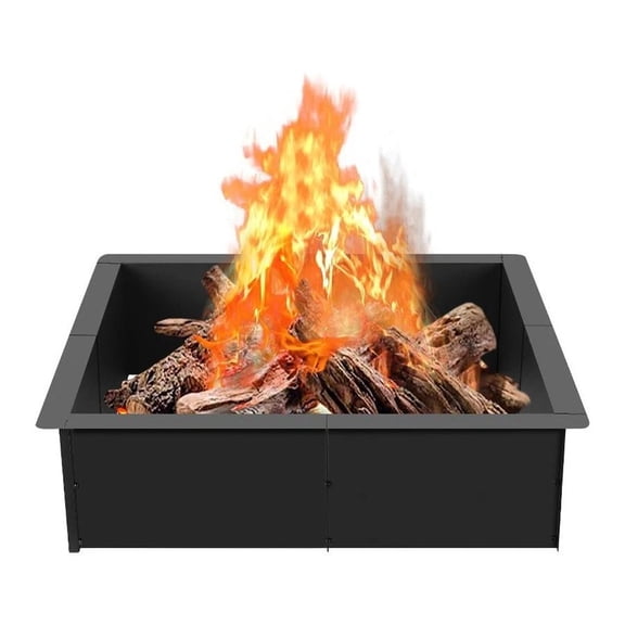 32inch Square Metal Fire Pit Ring Insert for Outside Wood Burning Camping Garden