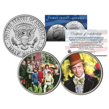 Clad Half Dollars - WILLY WONKA & THE CHOCOLATE FACTORY Movie Colorized JFK Half Dollar 2-Coin Set