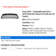 thumbnail image 2 of Front Grille - Compatible with 2016 - 2018 Chevy Camaro SS (with Aux Cooler) 2017, 2 of 2