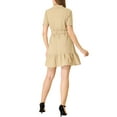 thumbnail image 3 of Allegra K Women's Wear to Work Belted Button Down Cotton Ruffled Safari Shirt Dress, 3 of 6