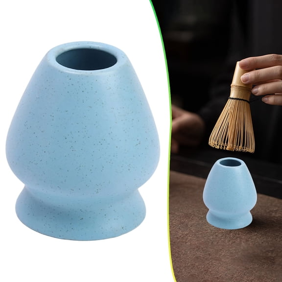 Matcha Tea Spoon Holder, Dotted Blue Glaze, Whisk Stand Whisk Holder Whisk Rack Tea Whisk Companion for Japanese Tea Matcha