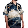 thumbnail image 2 of Swan Men's Short Sleeve Poplin Shirt, Button Down Casual Summer Beach Printed Unisex Shirt, 2 of 6