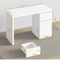 thumbnail image 7 of White Desk with Drawers, 55 Inch Small Cute Desk for Bedroom, Home Office PC Desk Workstation Study Table Desk with Storage, White, 7 of 7