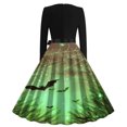 thumbnail image 3 of Long Dress with Sleeves,Summer Casual Dress,Ladies Casual Long Sleeved V-Neck Printed Fashionable Strap Dress, 3 of 3