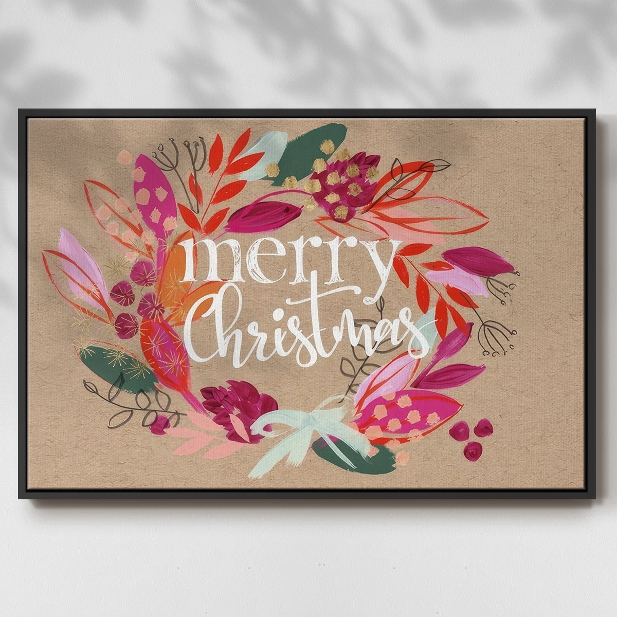 Crafty Christmas Collection A - Framed Gallery Wrapped Holiday Canvas - 25 x 37 - Black Frame