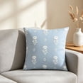 thumbnail image 7 of Floral Throw Pillow Covers, 18"x18" Blue Striped Linen Cases, Decorative Covers For Couch, Sofa & Home, 7 of 7