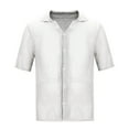 thumbnail image 4 of AHTJRT Big Tall Men's Classic Casual Short Sleeve Henley Shirt Lightweight Loose Fit Stylish Button Placket Chest Pocket Tees White 2XL, 4 of 5