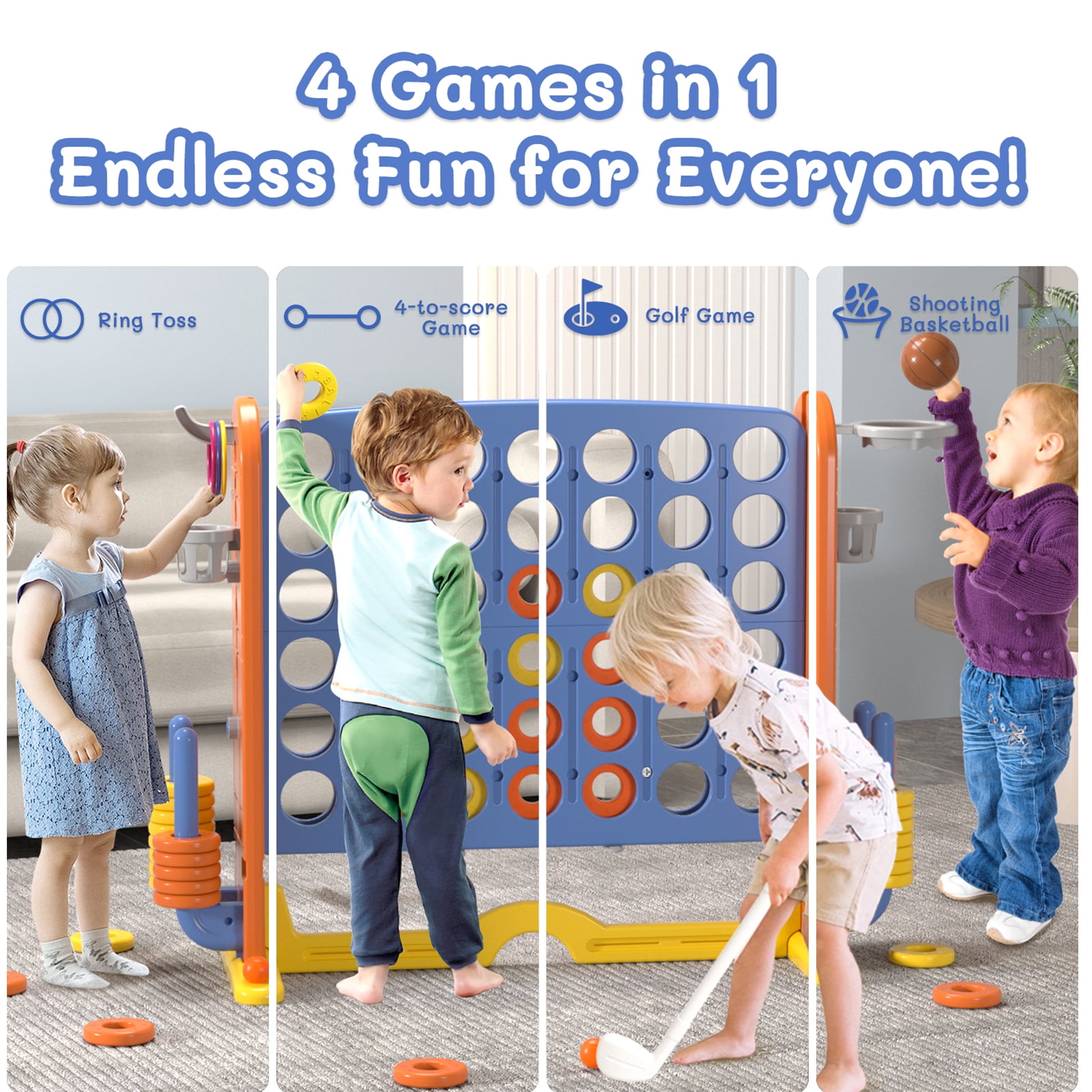 KORIMEFA Jumbo 4-to-Score Giant Game Set W/Storage Carrying Bag for Kids Adult Outdoor Holiday Party Family yard Game, Orange