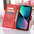 thumbnail image 5 of SaniMore Case for iPhone 14 Plus (6.7" 2022), PU Leather Skin with Luxury Embossed Butterfly [Wrist Strap & Card Slots & Flip Kickstand] ull-body Shockproof Wallet Cover For iPhone 14 Plus, Red, 5 of 7