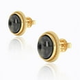thumbnail image 5 of Black Moonstone Oval Stud Earrings | 14K Gold Plated Vintage-Inspired Jewelry | Protective Gemstone Studs for Women | Dainty Gemstone Earrings, 5 of 6