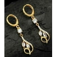 thumbnail image 4 of Forever Jewels 2Ct Round Moissanite Women Flower Fancy Drop Earrings 14K Yellow Gold Plated, 4 of 5