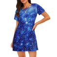 thumbnail image 1 of Fotbe Blurred Star Snow Christmas Bata de Dormir para Mujer con Estampado, Camisón de Algodón de Manga Corta, Ropa de Dormir Casual, 1 of 6