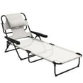 thumbnail image 2 of Patio Furniture Outsunny Tanning Chaise Lounge Chair, 4-Position Beach Chair with Face & Arm Holes, Pillow headrest, Adjustable Sunbathing Chair, Cream White,Patio Chairs, 2 of 10
