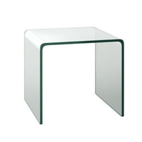Canddidliike 18 x 18 x 16 Inch Tempered Waterfall End Table with non-Slip Pad, Modern Nightstand, End Table for Bedroom Living Room