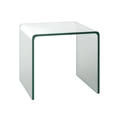 Canddidliike 18 x 18 x 16 Inch Tempered Waterfall End Table with non-Slip Pad, Modern Nightstand, End Table for Bedroom Living Room