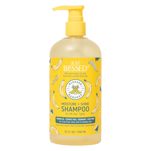 Blessed Bananas Shampoo with Banana Oil, Vitamins B, C, and E, Deep Cleansing, Moisturizing, Soft & Smooth Hair, All Hair Types, 12oz