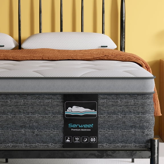 Full Size Mattress, Serweet 10 Inch Gel Memory Foam Hybrid Mattress, Fiberglass Free, Breathable Bed Mattress for Cooler Sleep Supportive & Pressure Relief, Medium Firm Feel