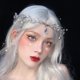thumbnail image 3 of Tiara de boda con diamantes de imitación Tiara de hoja Tiara nupcial, Tiara de corona de oro rosa Tiara Corona Joyas Cadena para la cabeza, Plata JM, 3 of 5