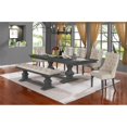 thumbnail image 2 of Dark Gray Wood 7pc Dining Set with Tufted Beige Linen Chairs and Bench, 2 of 6