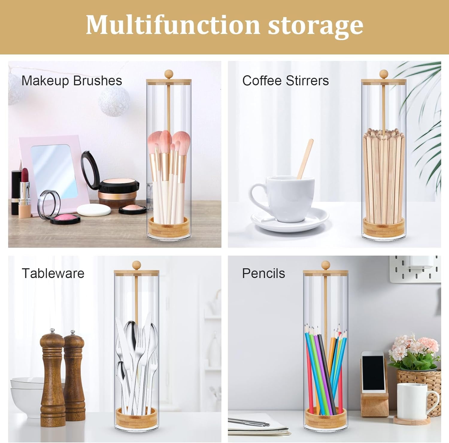 NOKI Clear Acrylic Straw Holder For Counter - Lucite Straw Dispenser Organizer (Container Only, Straws Not Included)