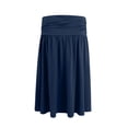 thumbnail image 5 of WTOBBY Women's Below Knee Length Solid Color Ruched Flowy Midi Skirt with Side Pockets, Regular Fit Casual Elegant Skirt for Office Work and Everyday Sophisticated Wear,Navy XL, 5 of 5