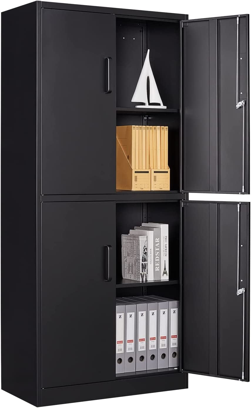 Metal Storage Cabinet with Shelves and Lockable Doors 41.3 x 35.4 x 17.7 -Unassembled Garage School 2-Door Metal Locker Counter High Metal Cabinet for Home Office 