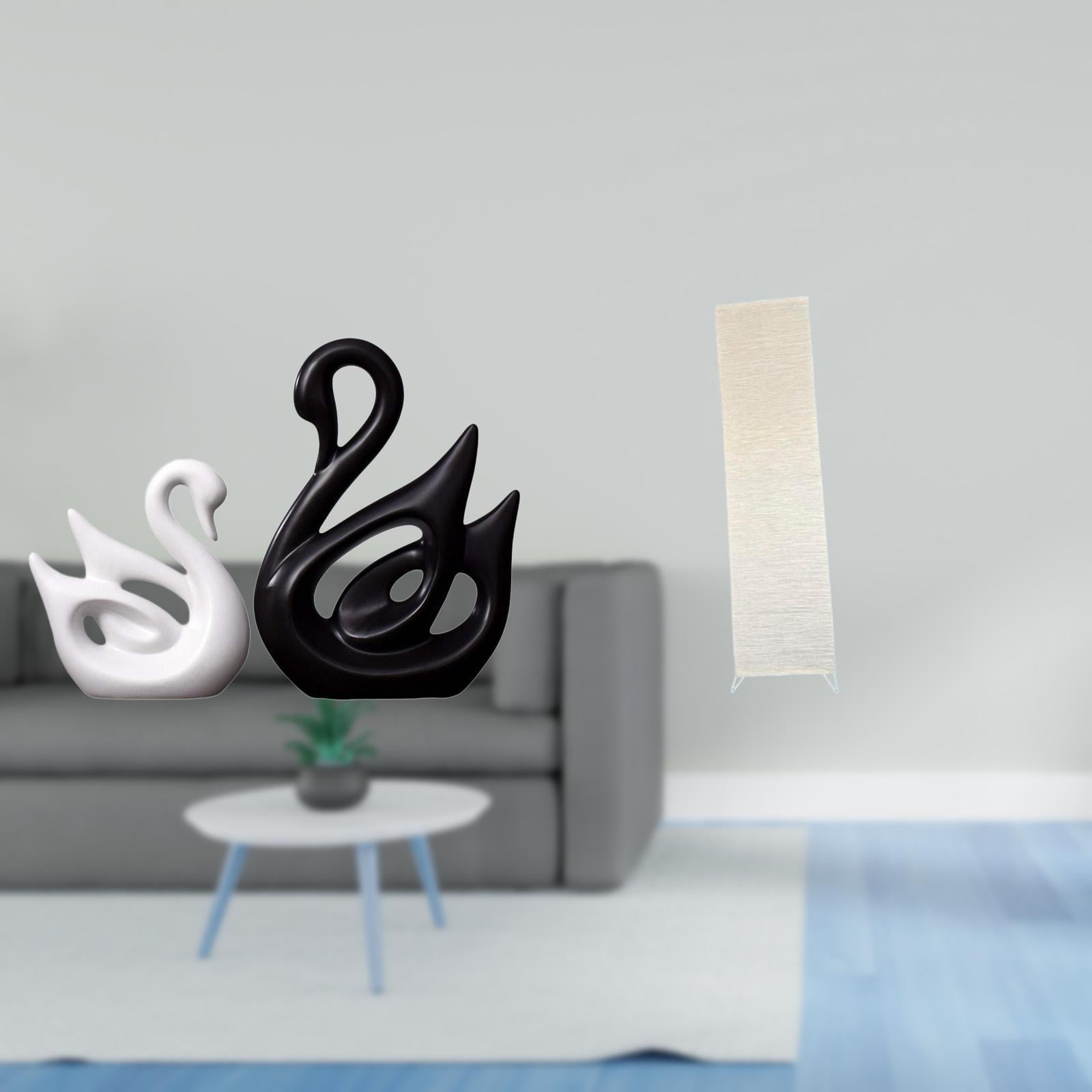 2 Pieces Ceramic Swan Statue Paper Floor Lamp Shade Deer Sculpture Minimalist Design for Living Room Office Decor