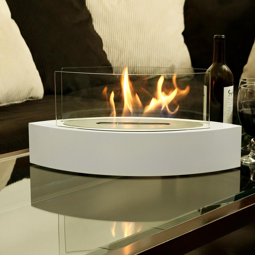 Sunnydaze Barco Ventless Bio Ethanol Tabletop Indoor Fireplace White