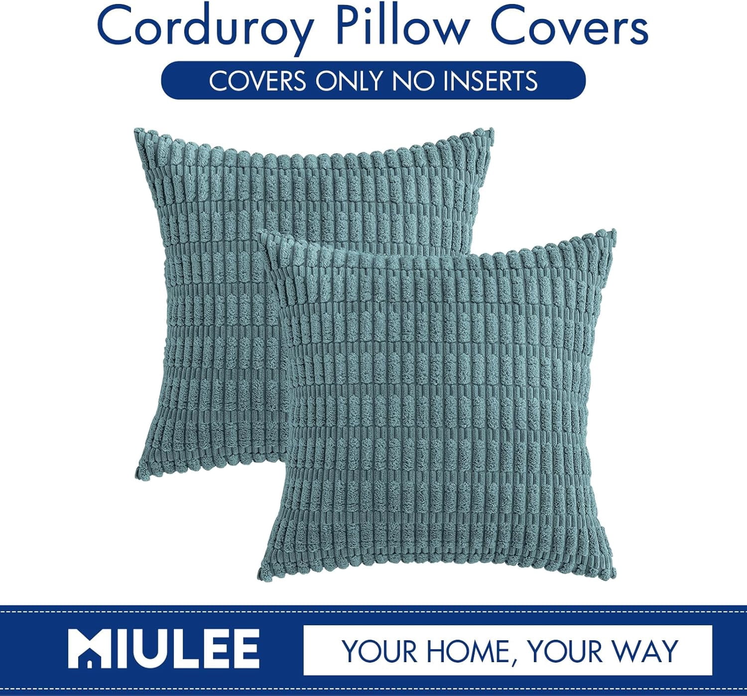 Wehilion Pack of 2 Corduroy Decorative Throw Pillow Covers Soft Boho Striped Pillow Covers Modern Farmhouse Christmas Home Decor for Sofa Living Room Couch Bed