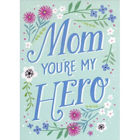 RSVP Mom You're My Hero : Light Blue Birthday Card for Mom