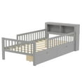 thumbnail image 4 of Bellemave Twin Size Bed with 2 Drawers and Fence Rails, Twin Platform Beds Frame with Bookcase Storage Headboard, Wood Space Saving Storage Bed, No Box Spring Needed (Gray), 4 of 8