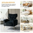 thumbnail image 3 of Modern Velvet Accent Chair Button Upholstered Sofa Armchair Tufted Metal Legs Adult Bedroom Home Living Room Black, 3 of 9