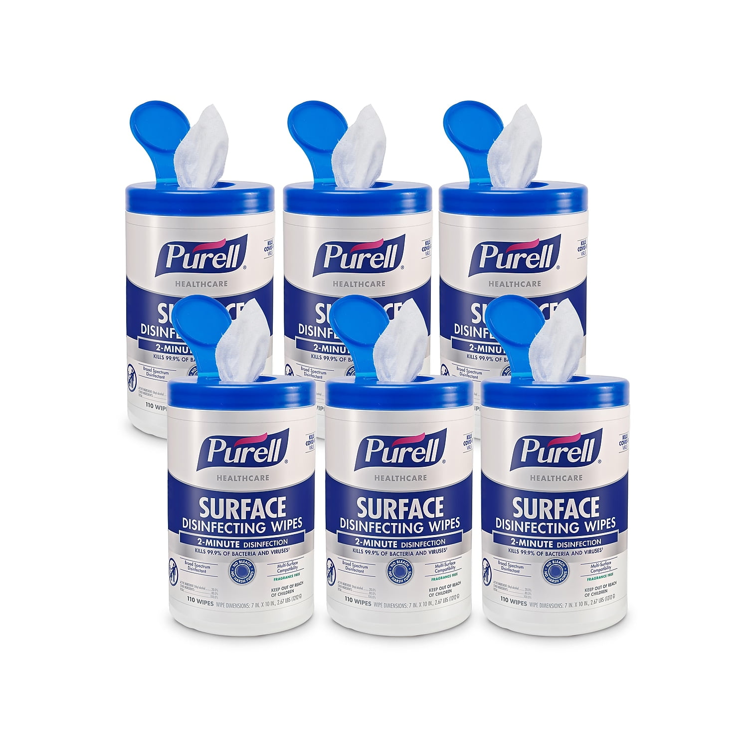 PURELL Healthcare Disinfecting Wipes 110 Wipes/Container 6/Carton (9340-06)