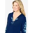thumbnail image 4 of Woman Within Plus Size Embroidered Hoodie Sweatshirt, 4 of 6