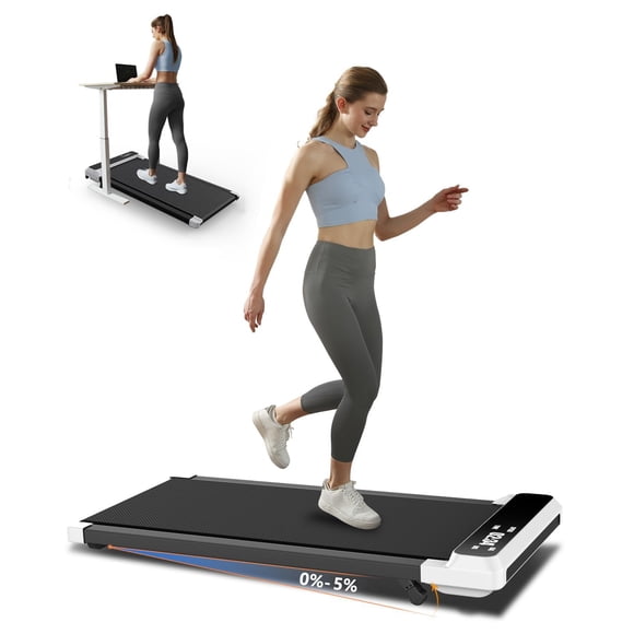 Walking Pad Under Desk Treadmill, 2.5 HP Motor, 0.6–3.8 MPH Speed, 0–5% Manual Incline, LED Display, Remote Control, 265 lb Capacity, Compact Portable Treadmill for Home Office