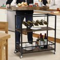 thumbnail image 3 of Bar Carts on Wheels for Home, Microwave Cart with Storage Coffee Cart Rolling Bar Serving Wine Cart with Removable Top Tray Outdoor Industrial Vintage Style, 3 of 9