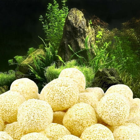 Tuscom 10Pcs Aquarium Porous Ceramic Filter Media Net Bag Biological Ball Fish