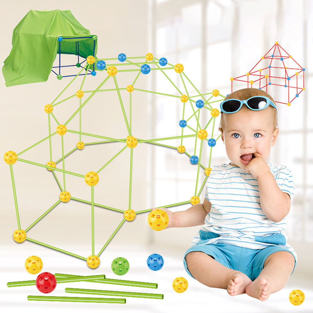 Details about   Kids Crazy Construction Fort Building Kit 87 Pieces Indoor Outdoor Gift Toys US 