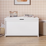 Child Craft Harmony 33 Kids Toy Box Storage Chest, Soft-Close Hinges, Wooden Construction, Matte White