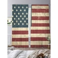 thumbnail image 3 of Vintage American Flag Sheer Curtains 96 Inch Long 2 Panels, Red Beige Stripes Retro Star Light Filtering Rod Pocket Semi Sheer Curtains, Sheer Voile Drapes for Living Room Bedroom, 52"x96", 3 of 5