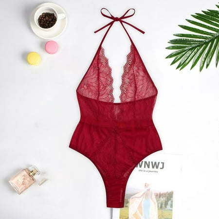 

Babydoll Lingerie For Women New Women Lingerie Lace Teddy Deep V Neck Backless Bodysuit Babydoll Underwear