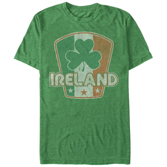 Men's Lost Gods Ireland Flag Clover  Graphic Tee Kelly Heather Medium