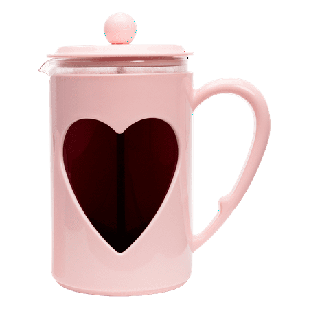 Paris Hilton French Press Coffee Maker, Temperature Safe Glass, Stainless Steel Filter, Makes 8 Demitasse Cups, 1L/34oz, Pink