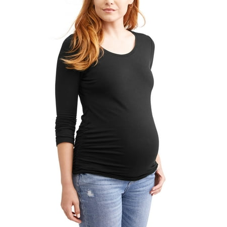 Liz Lange Maternity - Maternity Side Ruched Long Sleeve Crew Neck Tee ...