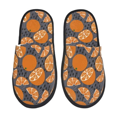 Balery Various Oranges Slient Indoor Furry Fleece Comfort House Shoes Soft Non-Slip Home Shoes Cotton slippers House Slippers-- Large