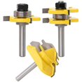 thumbnail image 1 of 45 Degree Lock Miter Router Bit + Tongue Bit + Groove Cutter [8mm Handle], Impact Tongue and Groove Woodworking Milling Cutter for Carpentry Tools, 1 of 2