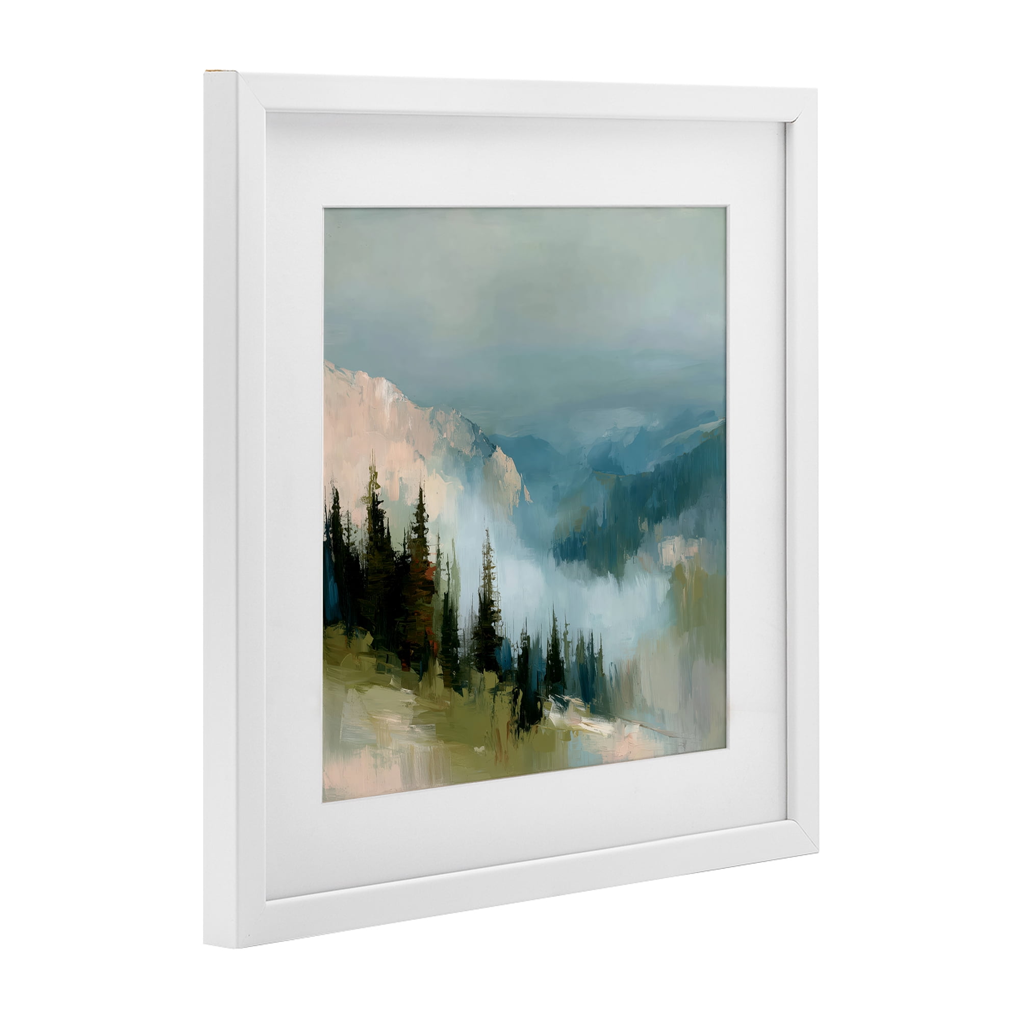 Stupell Industries Mountain Forest Impression White Framed Print Under Glass, design by Kim Curinga