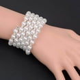 thumbnail image 4 of Bracelet Extensible Chic pour Femmes avec Perles et Strass, Strass Extensibles pour Mariée, Mariage, Bal, 6 Rangées, 4 of 9