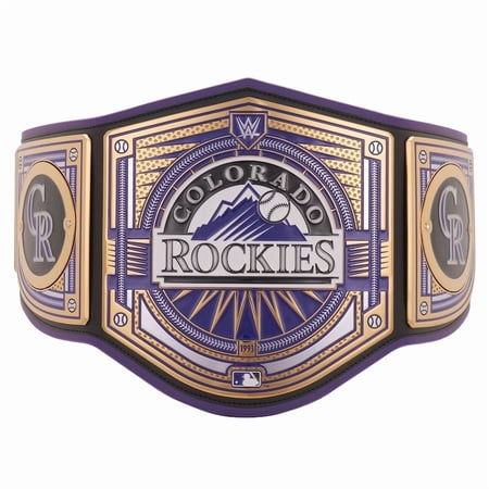 Colorado Rockies Championship Belt Metal Plates Hand-Tooled Leather Strap Adult Size Collectible