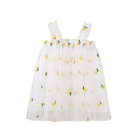 

Summer Dresses For Girls Toddler Baby Kids Floral Pineapple Summer Sleeveless Beach Tutu Casual Layered Tulle Princess Birthday Party Beach 1-6Y Formal Dress